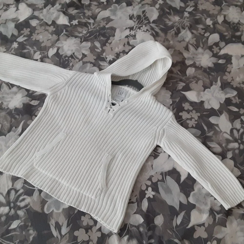 Baby GAP white cotton ribbed knit hoodie 18-24 months